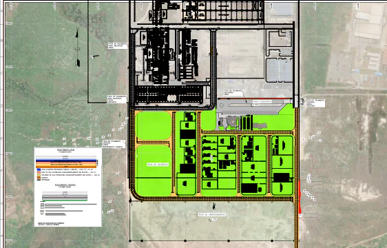 Pavimentação de área industrial em planta
