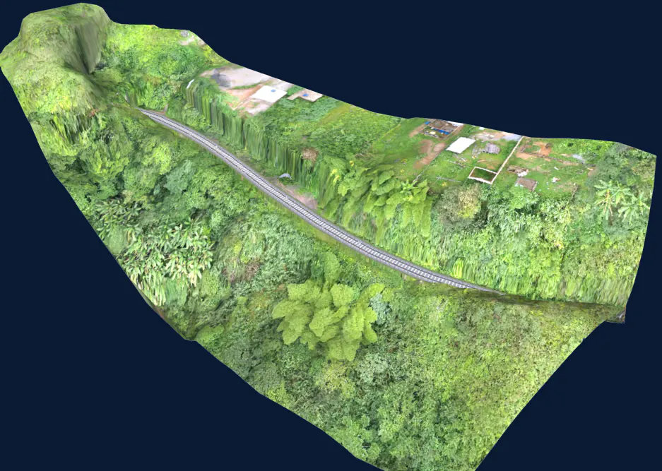 Corredor em vale: modelo 3D por drone