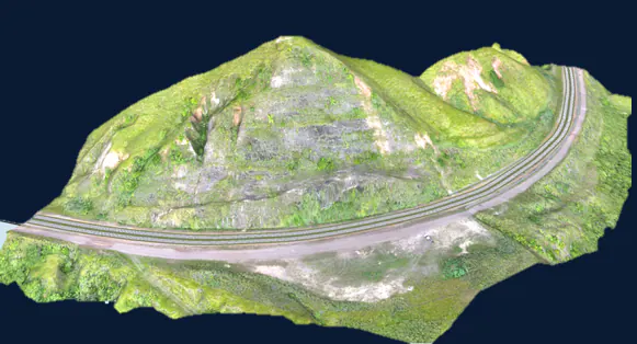 Corredor em encosta: modelo 3D por drone