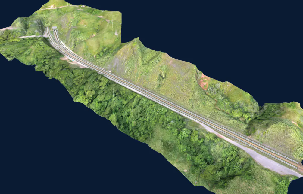 Corredor em modelo 3D texturizado por drone